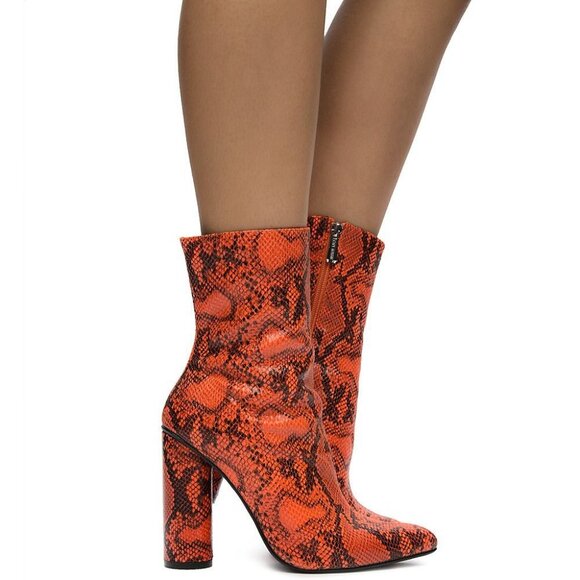 SNAKESKIN IS THE TIME  CHUNKY  ANKLE HEEL - Picture 4 of 7